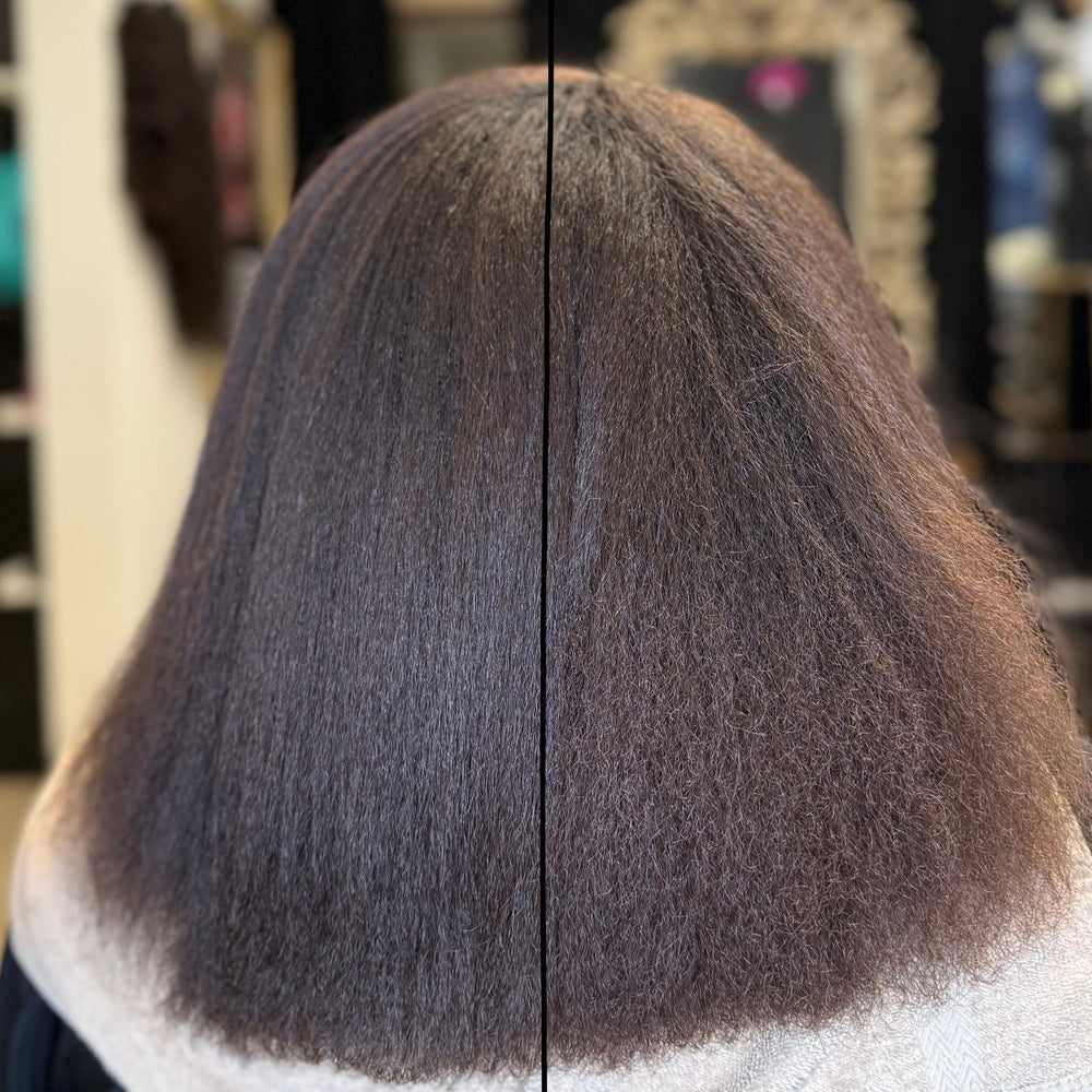 Keratin Silk Moisturizer.  L with / R without