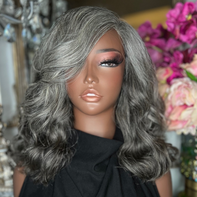 Gray Wavy 5×5 HD Lace Closure Wig | Bundles and Drops of Glam