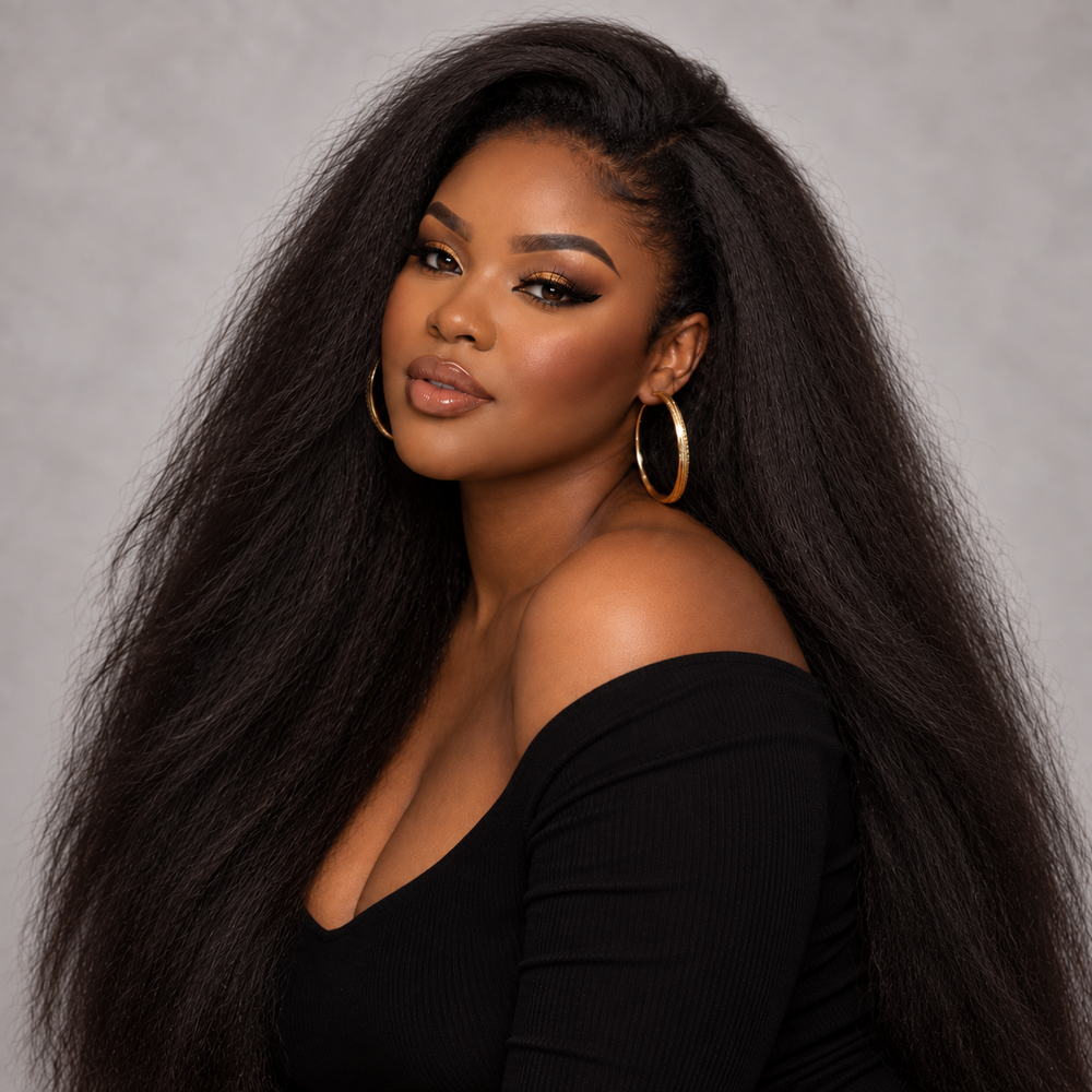 Blowout Straight Flip Over Half Wig, 100% human hair with smooth blowout texture and natural body