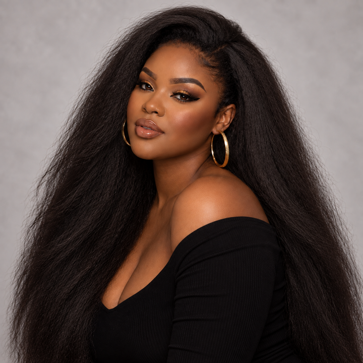 Blowout Straight Flip Over Half Wig, 100% human hair with smooth blowout texture and natural body