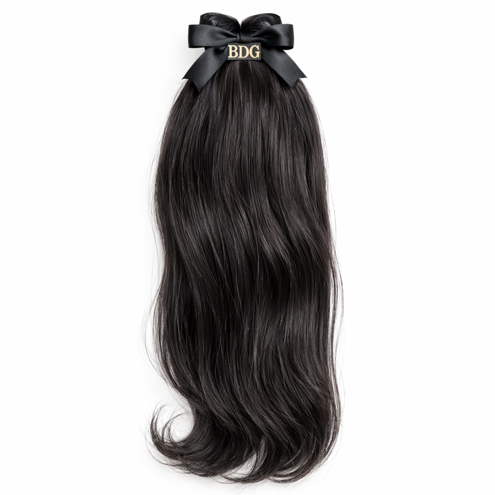 Indian Straight raw hair bundle with Bundles and Drops of Glam logo ribbon