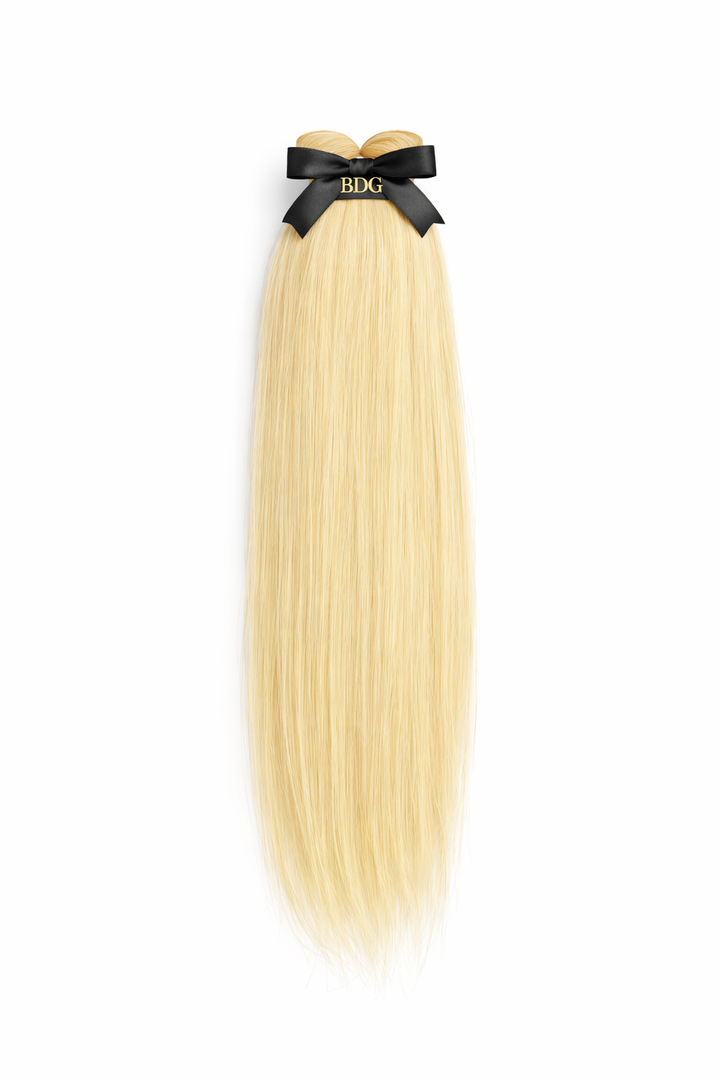 Raw 613 Blonde Straight hair bundle with BDG logo ribbon by Bundles and Drops of Glam
