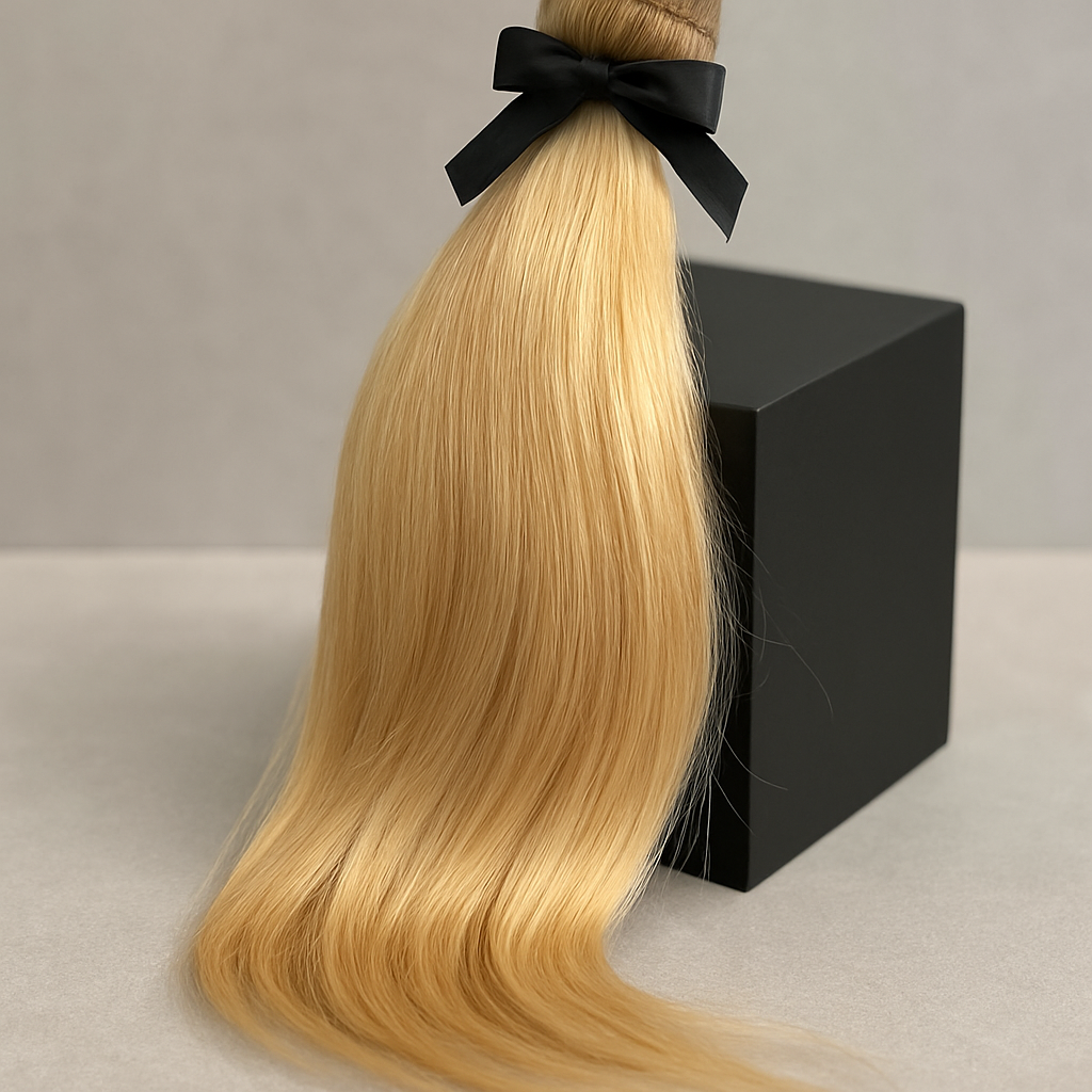 Raw 613 Blonde Straight hair bundle with  ribbon by Bundles and Drops of Glam
