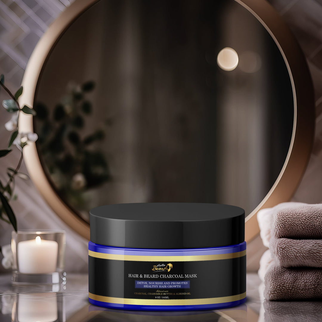 Hair & Beard Detoxifying Charcoal Wash- Hello Beard - Bundles and Drops of Glam