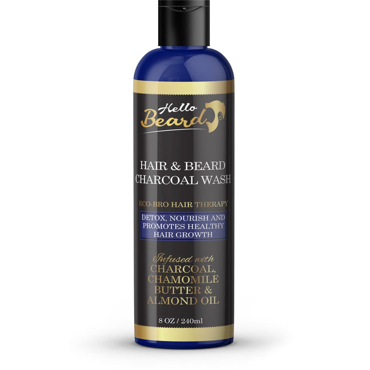Hair & Beard Detoxifying Charcoal Wash- Hello Beard - Bundles and Drops of Glam