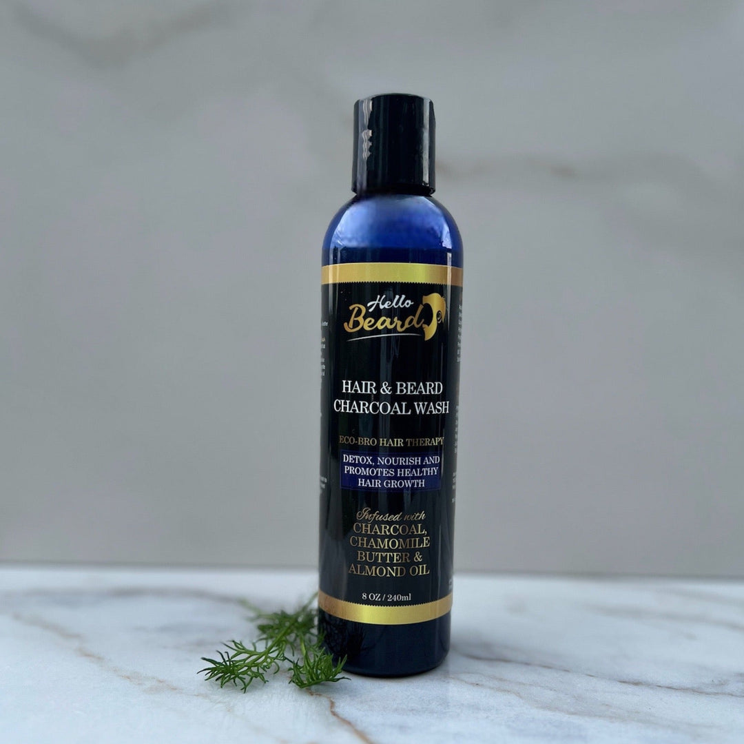 Hair & Beard Detoxifying Charcoal Wash - Hello Beard - Bundles and Drops of Glam